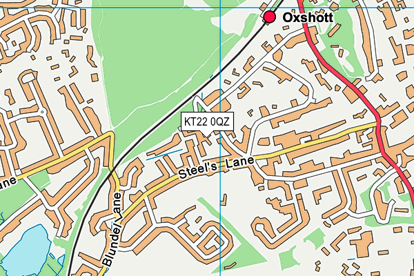 KT22 0QZ map - OS VectorMap District (Ordnance Survey)