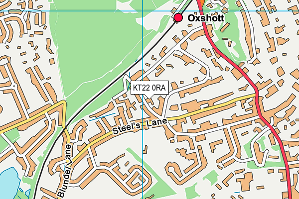 KT22 0RA map - OS VectorMap District (Ordnance Survey)