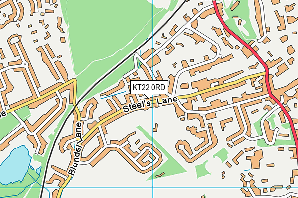 KT22 0RD map - OS VectorMap District (Ordnance Survey)
