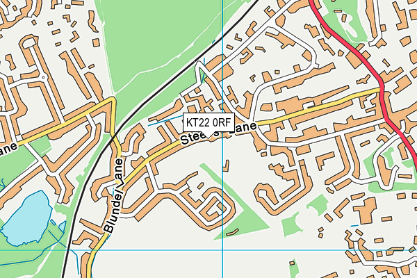 KT22 0RF map - OS VectorMap District (Ordnance Survey)