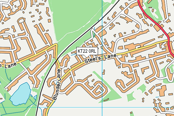 KT22 0RL map - OS VectorMap District (Ordnance Survey)