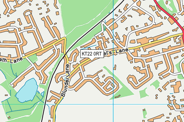 KT22 0RT map - OS VectorMap District (Ordnance Survey)