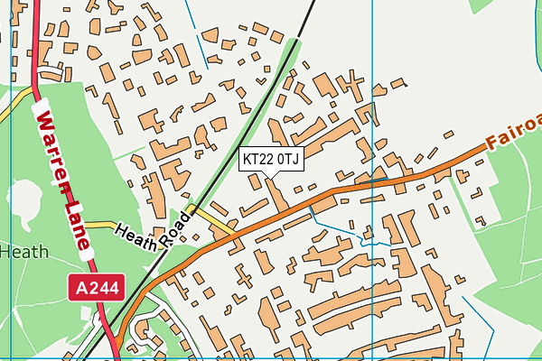 KT22 0TJ map - OS VectorMap District (Ordnance Survey)
