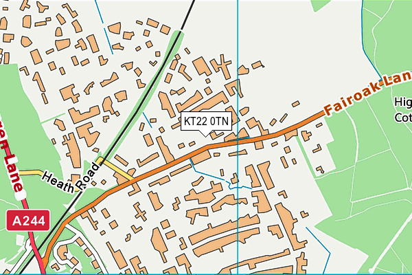 KT22 0TN map - OS VectorMap District (Ordnance Survey)
