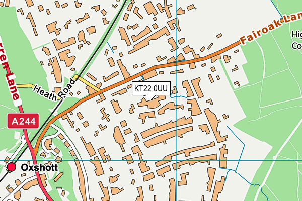 KT22 0UU map - OS VectorMap District (Ordnance Survey)