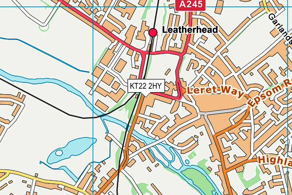 KT22 2HY map - OS VectorMap District (Ordnance Survey)