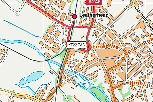 KT22 7AB map - OS VectorMap District (Ordnance Survey)