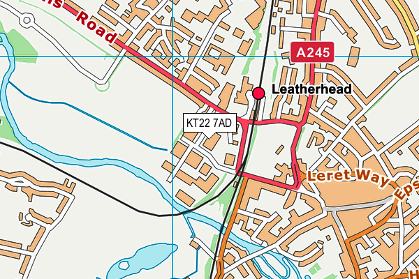 KT22 7AD map - OS VectorMap District (Ordnance Survey)