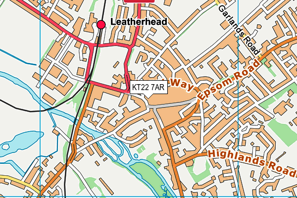 KT22 7AR map - OS VectorMap District (Ordnance Survey)