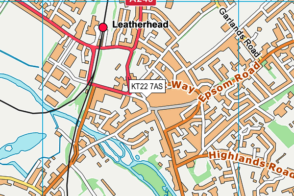 KT22 7AS map - OS VectorMap District (Ordnance Survey)