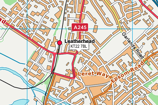 KT22 7BL map - OS VectorMap District (Ordnance Survey)