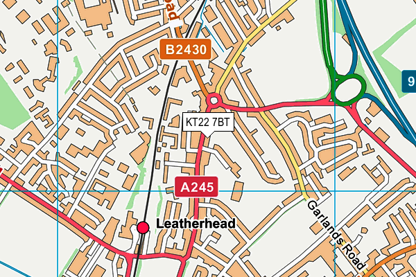 KT22 7BT map - OS VectorMap District (Ordnance Survey)