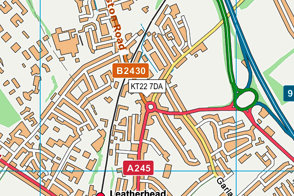 KT22 7DA map - OS VectorMap District (Ordnance Survey)