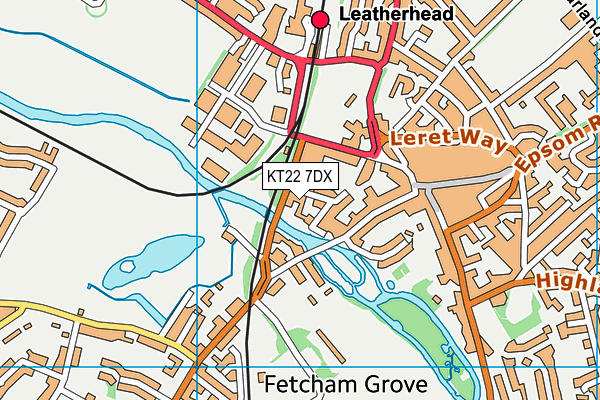 KT22 7DX map - OS VectorMap District (Ordnance Survey)