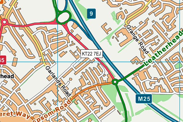 KT22 7EJ map - OS VectorMap District (Ordnance Survey)