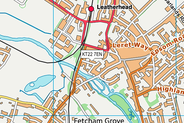 KT22 7EN map - OS VectorMap District (Ordnance Survey)