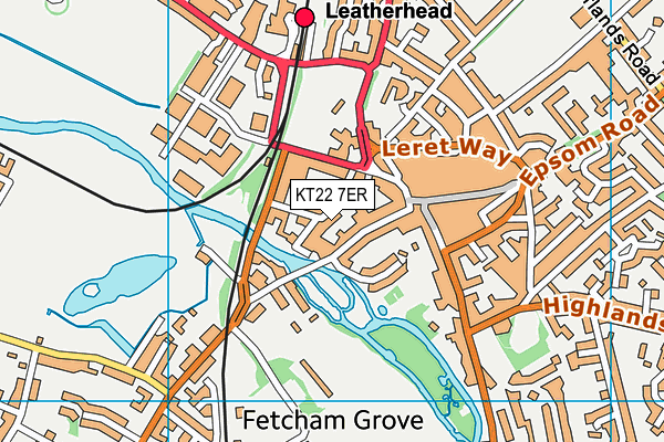 KT22 7ER map - OS VectorMap District (Ordnance Survey)