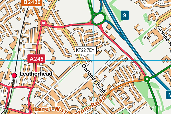 KT22 7EY map - OS VectorMap District (Ordnance Survey)