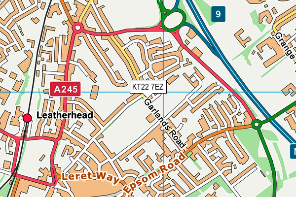 KT22 7EZ map - OS VectorMap District (Ordnance Survey)