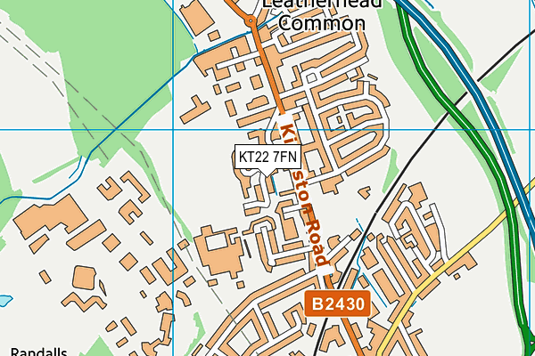 KT22 7FN map - OS VectorMap District (Ordnance Survey)
