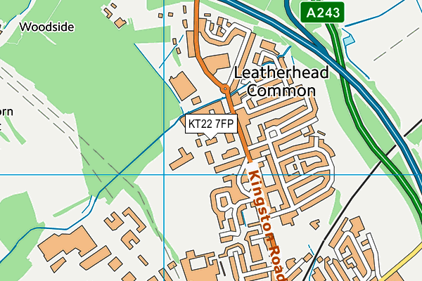 KT22 7FP map - OS VectorMap District (Ordnance Survey)