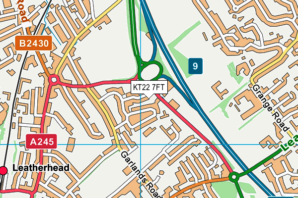 KT22 7FT map - OS VectorMap District (Ordnance Survey)