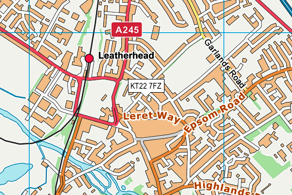 KT22 7FZ map - OS VectorMap District (Ordnance Survey)