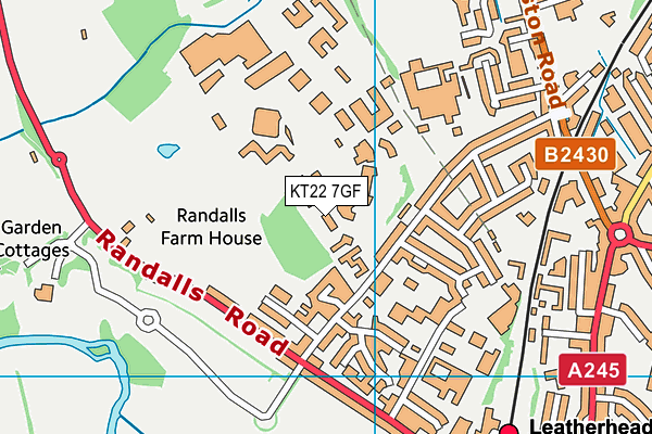 KT22 7GF map - OS VectorMap District (Ordnance Survey)