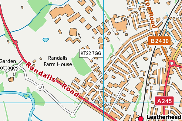 KT22 7GG map - OS VectorMap District (Ordnance Survey)