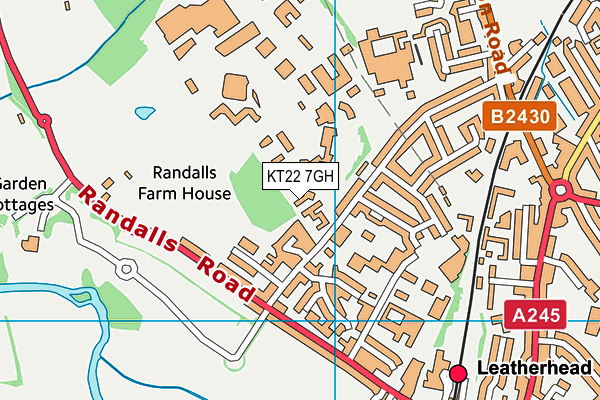 KT22 7GH map - OS VectorMap District (Ordnance Survey)