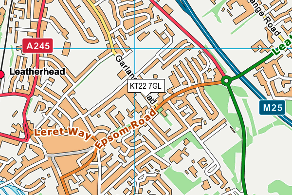 KT22 7GL map - OS VectorMap District (Ordnance Survey)