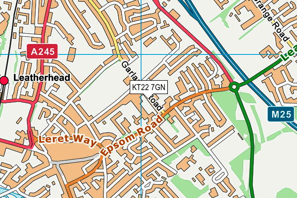 KT22 7GN map - OS VectorMap District (Ordnance Survey)