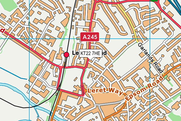 KT22 7HE map - OS VectorMap District (Ordnance Survey)