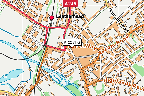 KT22 7HQ map - OS VectorMap District (Ordnance Survey)