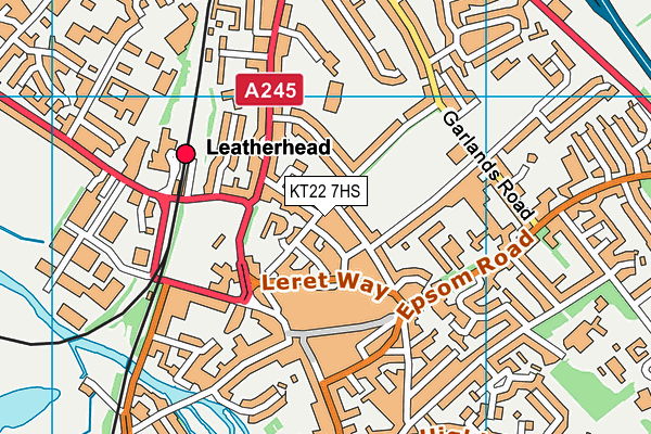 KT22 7HS map - OS VectorMap District (Ordnance Survey)