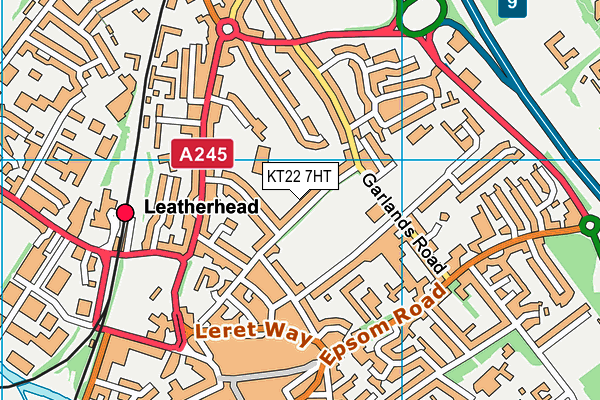 KT22 7HT map - OS VectorMap District (Ordnance Survey)