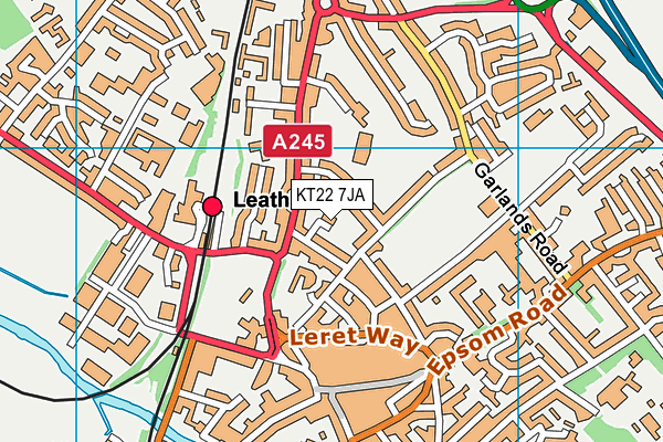 KT22 7JA map - OS VectorMap District (Ordnance Survey)