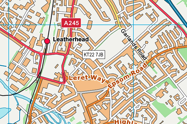 KT22 7JB map - OS VectorMap District (Ordnance Survey)