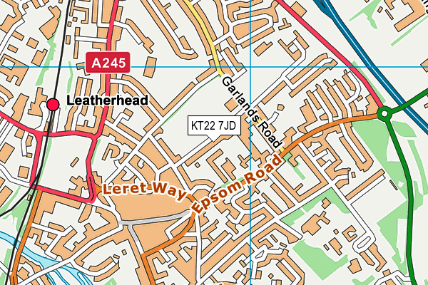 KT22 7JD map - OS VectorMap District (Ordnance Survey)