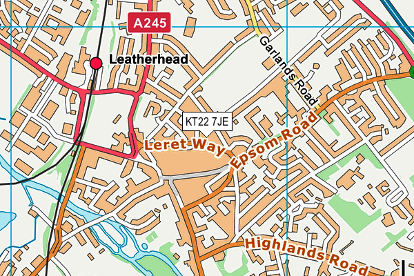 KT22 7JE map - OS VectorMap District (Ordnance Survey)