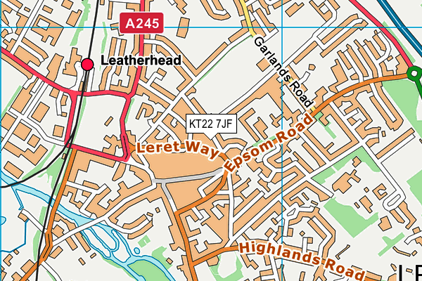 KT22 7JF map - OS VectorMap District (Ordnance Survey)