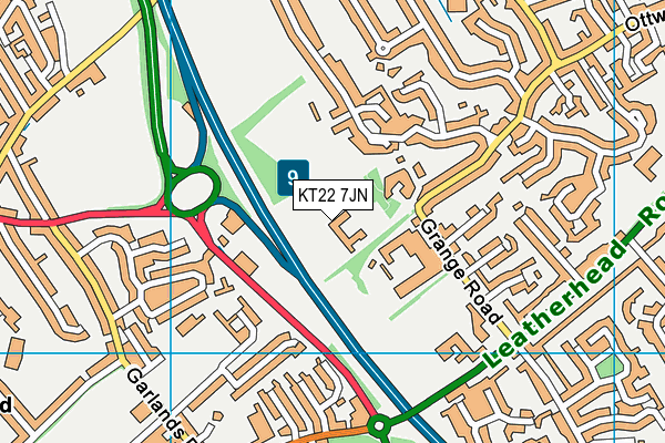 KT22 7JN map - OS VectorMap District (Ordnance Survey)