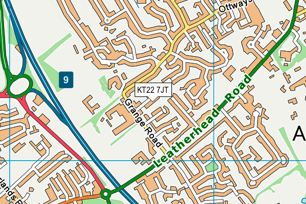 KT22 7JT map - OS VectorMap District (Ordnance Survey)