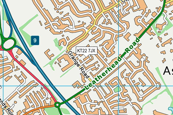 KT22 7JX map - OS VectorMap District (Ordnance Survey)