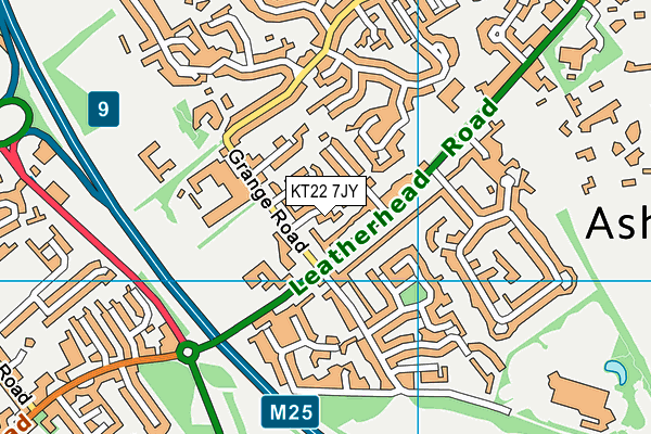 KT22 7JY map - OS VectorMap District (Ordnance Survey)
