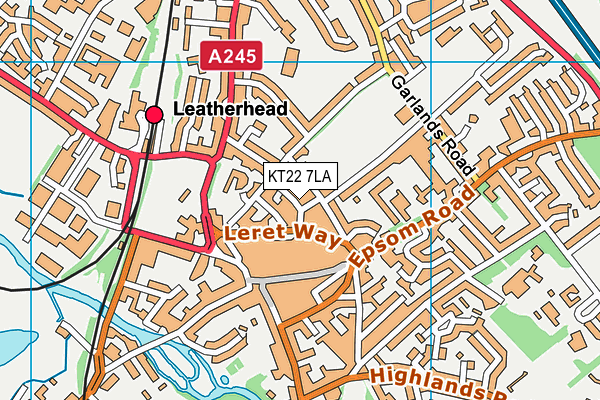 KT22 7LA map - OS VectorMap District (Ordnance Survey)