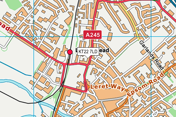 KT22 7LD map - OS VectorMap District (Ordnance Survey)