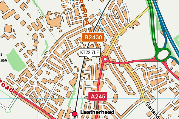 KT22 7LF map - OS VectorMap District (Ordnance Survey)