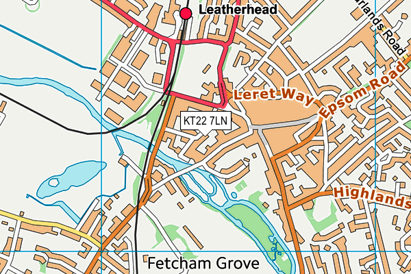 KT22 7LN map - OS VectorMap District (Ordnance Survey)