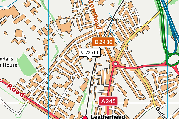 KT22 7LT map - OS VectorMap District (Ordnance Survey)